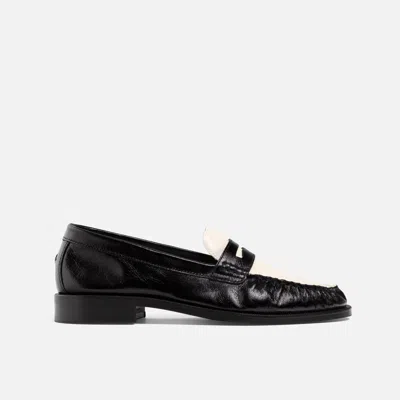 Duke + Dexter Women's Ezra Black + White Ruched Loafer - Women's