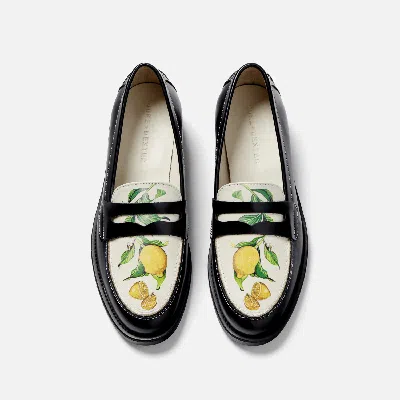 Duke & Dexter Women's Wilde Lemon Penny Loafer In Black