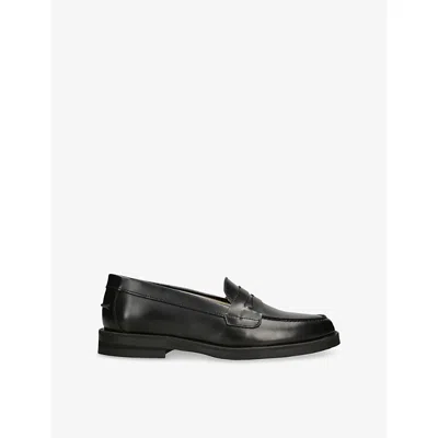 DUKE & DEXTER WOMENS WILDE LEATHER PENNY LOAFERS BLACK EUR 39 / 6 UK