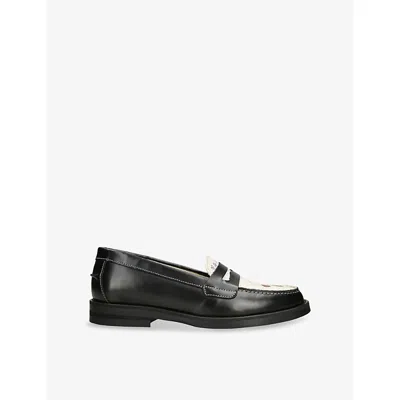 DUKE & DEXTER WOMENS WILDE CHERRY LEATHER LOAFERS BLK/WHITE EUR 36 / 3 UK