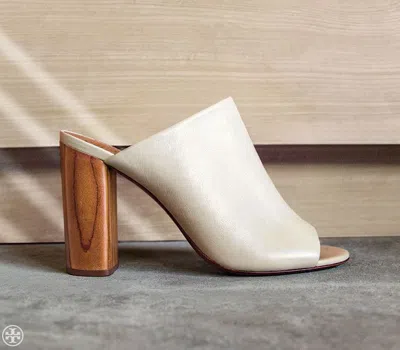 Pre-owned Dulce De Leche $375 Tory Burch Raya Mule Sandals Shoes  Cream Lt Beige 9.5 In Ivory