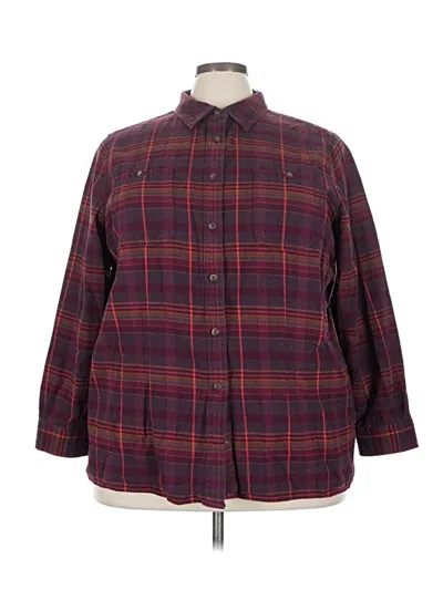 Pre-owned Duluth Trading Co. 3/4 Sleeve Button Down Shirt In Burgundy