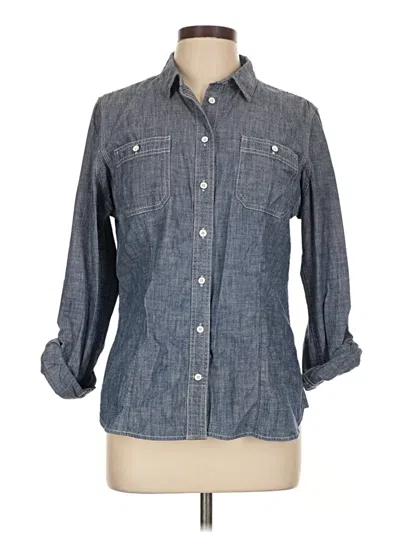 Pre-owned Duluth Trading Co. 3/4 Sleeve Button Down Shirt In Gray