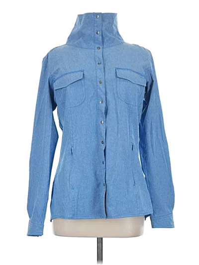 Pre-owned Duluth Trading Co. Long Sleeve Blouse In Blue