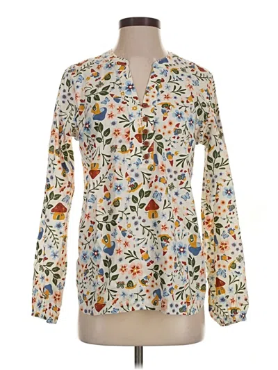 Pre-owned Duluth Trading Co. Long Sleeve Blouse In Ivory