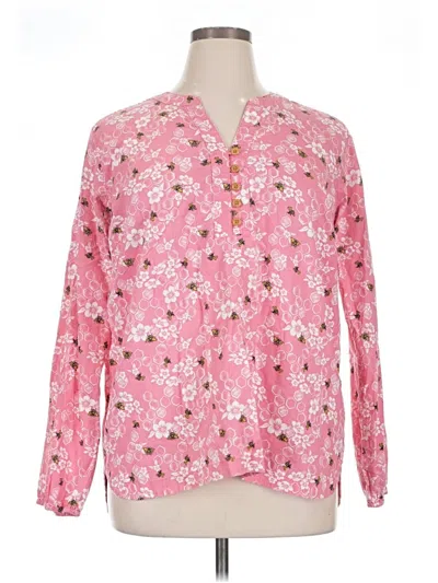 Pre-owned Duluth Trading Co. Long Sleeve Blouse In Pink