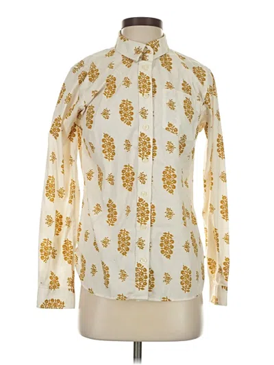 Pre-owned Duluth Trading Co. Long Sleeve Blouse In White