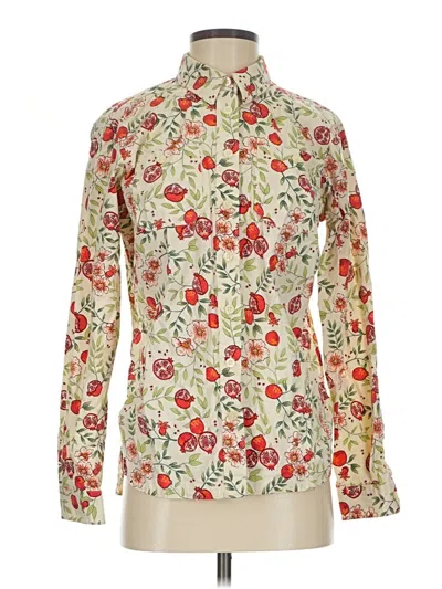 Pre-owned Duluth Trading Co. Long Sleeve Blouse In White