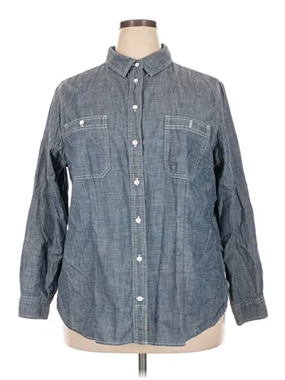 Pre-owned Duluth Trading Co. Long Sleeve Button Down Shirt In Blue