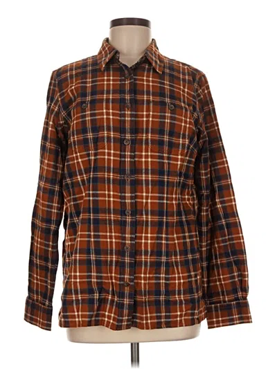 Pre-owned Duluth Trading Co. Long Sleeve Button Down Shirt In Brown
