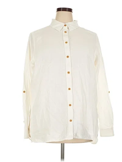 Duluth Trading Co. Long Sleeve Button Down Shirt In Ivory