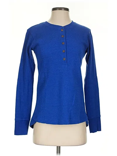 Pre-owned Duluth Trading Co. Long Sleeve Top Blue Crew Neck Tops
