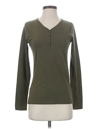 Pre-owned Duluth Trading Co. Long Sleeve Top Green V-neck Tops