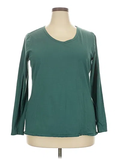 Pre-owned Duluth Trading Co. Long Sleeve Top Teal Scoop Neck Tops In Blue