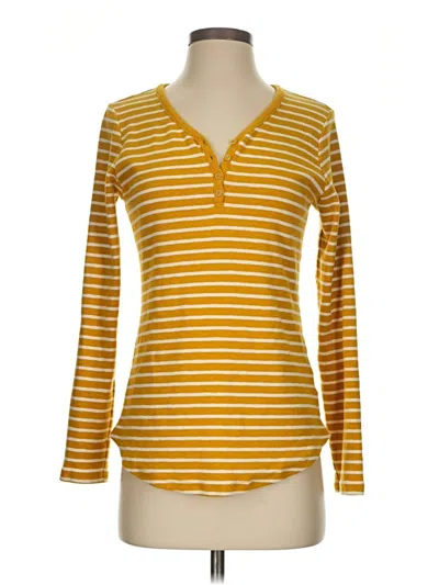 Pre-owned Duluth Trading Co. Long Sleeve Top Yellow V Neck Tops
