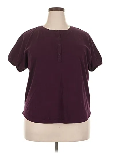Pre-owned Duluth Trading Co. Short Sleeve Blouse In Burgundy