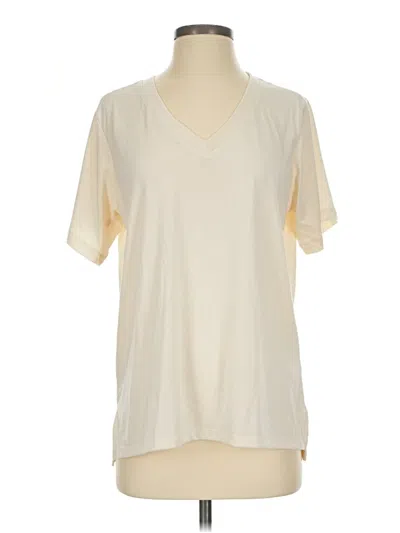 Pre-owned Duluth Trading Co. Short Sleeve Blouse In Ivory