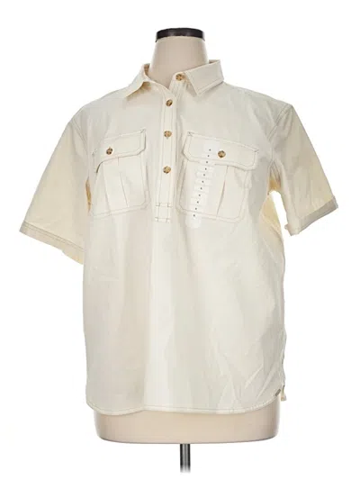 Pre-owned Duluth Trading Co. Short Sleeve Button Down Shirt In Ivory