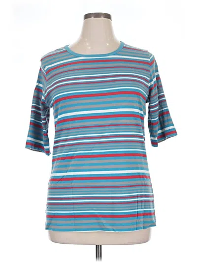 Pre-owned Duluth Trading Co. Short Sleeve Top Teal Boatneck Tops