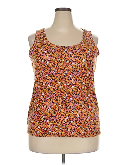 Pre-owned Duluth Trading Co. Tank Top Orange Square Neckline Tops