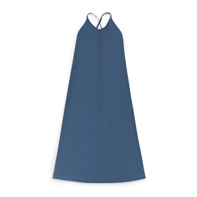 Dumitrascu Open Back Blue Slip Dress In Multi