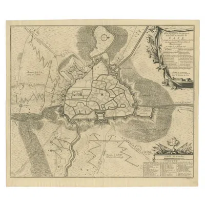 Pre-owned Dumont Antique Map Of The Siege Of Gent By , 1729 In Sand
