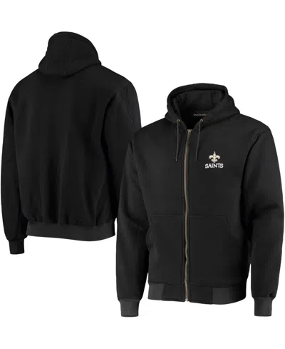 DUNBROOKE MEN'S BLACK NEW ORLEANS SAINTS CRAFTSMAN THERMAL LINED FULL-ZIP HOODIE