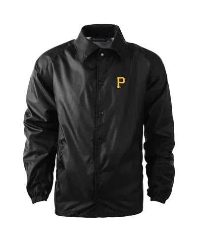 Dunbrooke Men's Pittsburgh Pirates Coach's Raglan Full-snap Windbreaker Jacket In Black