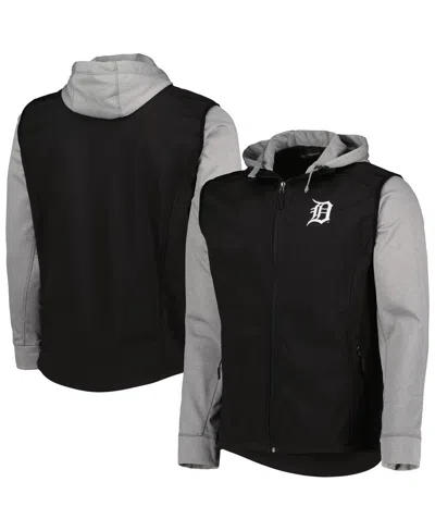 Dunbrooke Men's Black/heather Gray Detroit Tigers Alpha Full-zip Jacket In Black,heather Gray