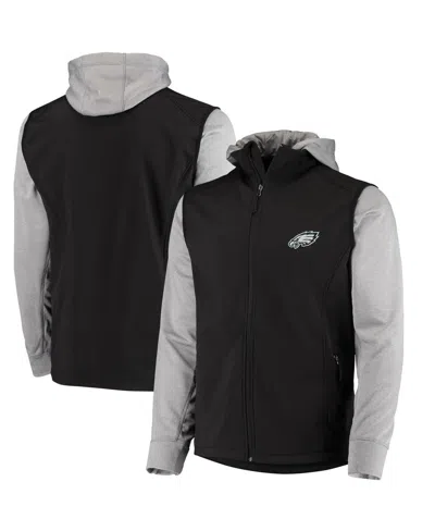 DUNBROOKE MEN'S DUNBROOKE BLACK, GRAY PHILADELPHIA EAGLES ALPHA FULL-ZIP JACKET