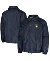 DUNBROOKE MEN'S DUNBROOKE NAVY MILWAUKEE BREWERS COACH'S RAGLAN FULL-SNAP WINDBREAKER JACKET