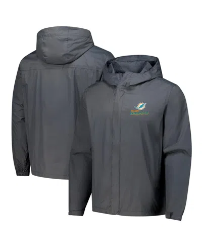 Dunbrooke Men's Graphite Miami Dolphins Tropic Waterproof Packable Full-zip Hoodie Jacket