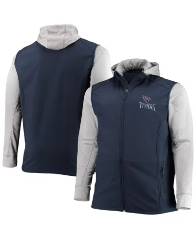 Dunbrooke Men's Navy/gray Tennessee Titans Big Tall Alpha Full-zip Hoodie Jacket In Navy,gray