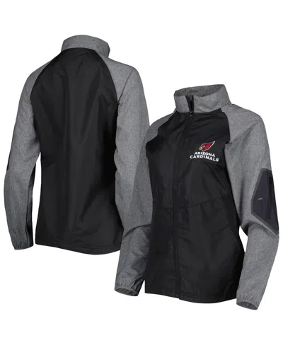 Dunbrooke Women's  Black, Gray Arizona Cardinals Hurricane Raglan Full-zip Windbreaker