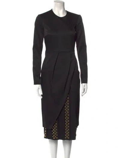 Pre-owned Duncan Crew Neck Midi Length Dress W/ Tags In Black