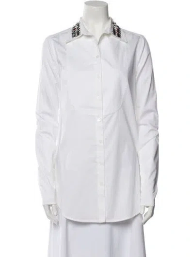 Pre-owned Duncan Long Sleeve Button-up Top In White