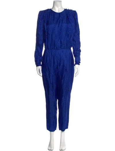 Pre-owned Dundas Animal Print Long Dress In Blue