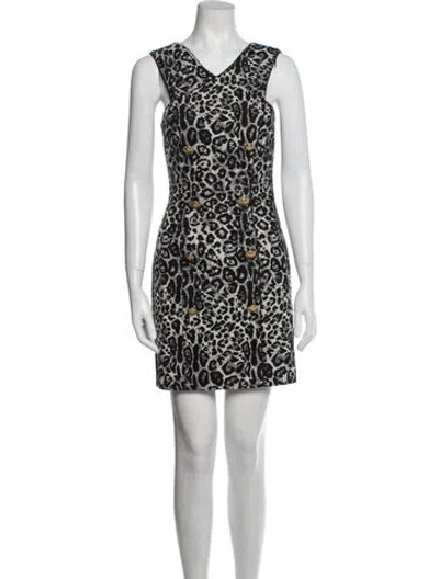 Pre-owned Dundas Animal Print Mini Dress In Black