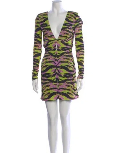 Pre-owned Dundas Animal Print Mini Dress In Purple
