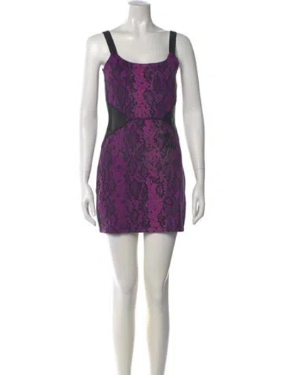 Pre-owned Dundas Animal Print Mini Dress In Purple