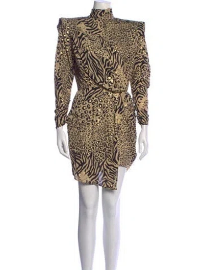 Pre-owned Dundas Animal Print Mini Dress W/ Tags In Neutrals