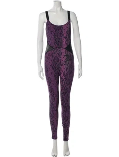 Pre-owned Dundas Animal Print Scoop Neck Jumpsuit In Purple