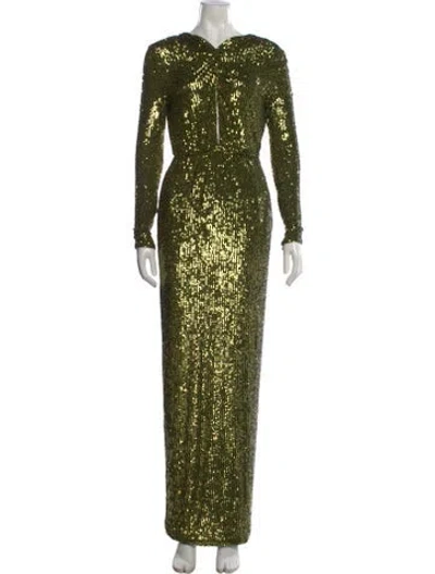 Pre-owned Dundas Crew Neck Long Dress In Green