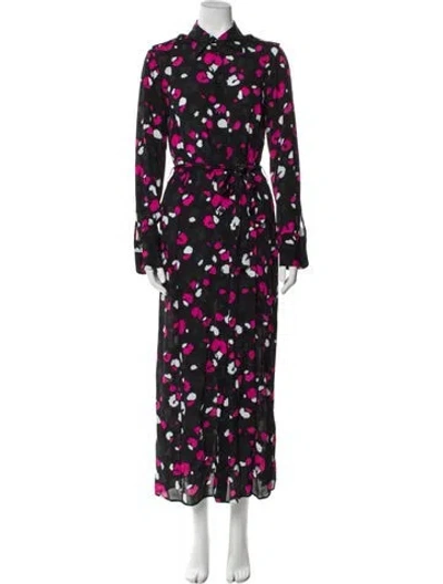 Pre-owned Dundas Floral Print Long Dress W/ Tags In Black