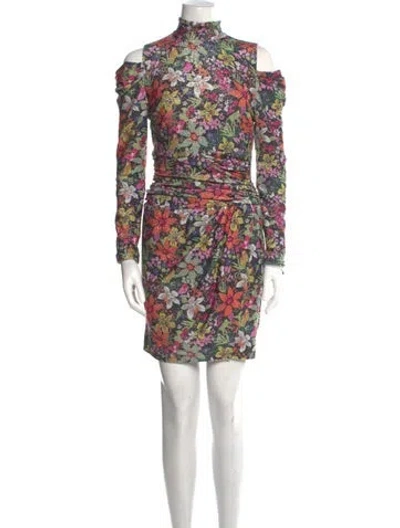 Pre-owned Dundas Floral Print Mini Dress In Black