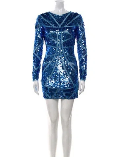 Pre-owned Dundas Graphic Print Mini Dress W/ Tags In Blue
