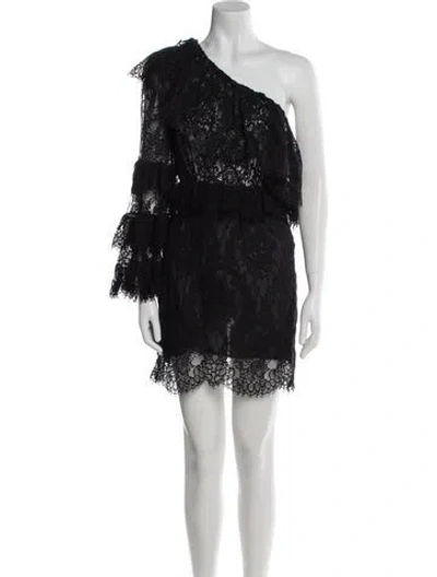 Pre-owned Dundas Lace Mini Dress In Black