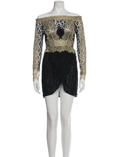 Pre-owned Dundas Lace Mini Dress In Neutral