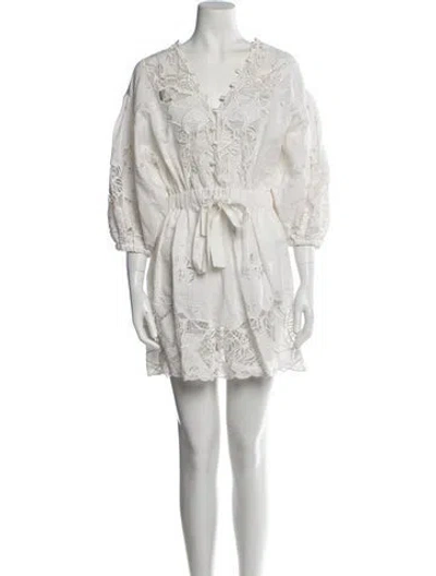 Pre-owned Dundas Lace Pattern Mini Dress In Neutral