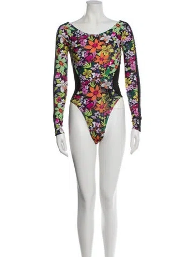 Pre-owned Dundas Leather Floral Print Top In Multi